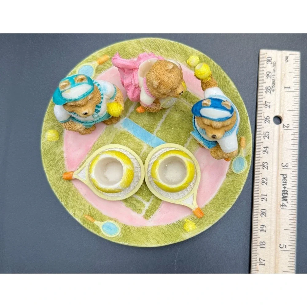 Miniature Popular Imports Tennis Bears Tea Set, Resin, Sports, 1994, VTG